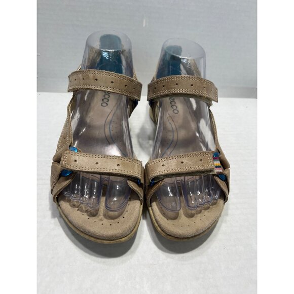 Ecco Womens Tan Hill Move sand Rainbow walking Sandals With Striped Accent Strap - Picture 2 of 10
